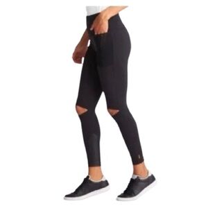 Women's M Lucy Activewear Hatha Leggings Front Zip Open Knee Mesh Pockets